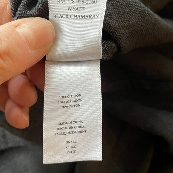 Luxury Rails Men's Wyatt Shirt in Black Chambray Cotton-Size Small - Picture 7 of 13